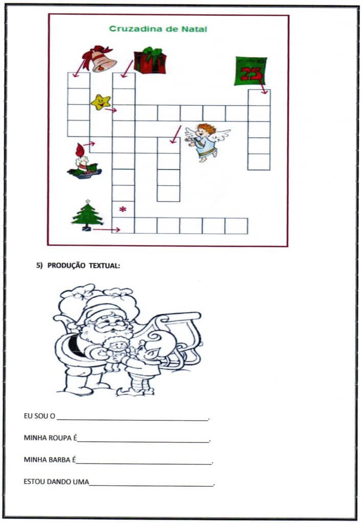 Avaliação Língua Portuguesa-Natal-3 Trimestre-2-Cruzadinha-Folha 3