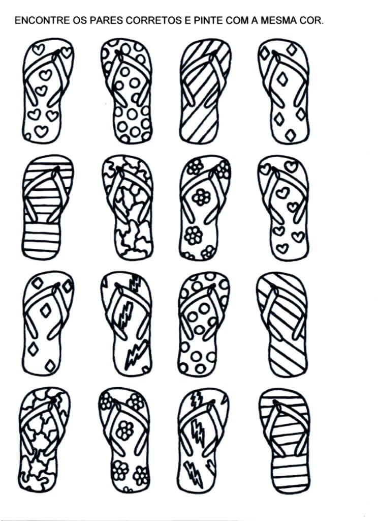Atividade encontre os pares de chinelos - Montando os pares