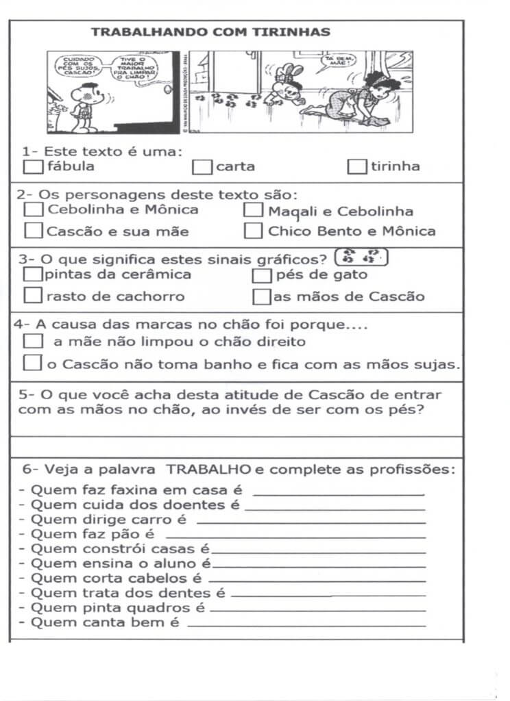 Interpretação de Tirinha-Cascão
