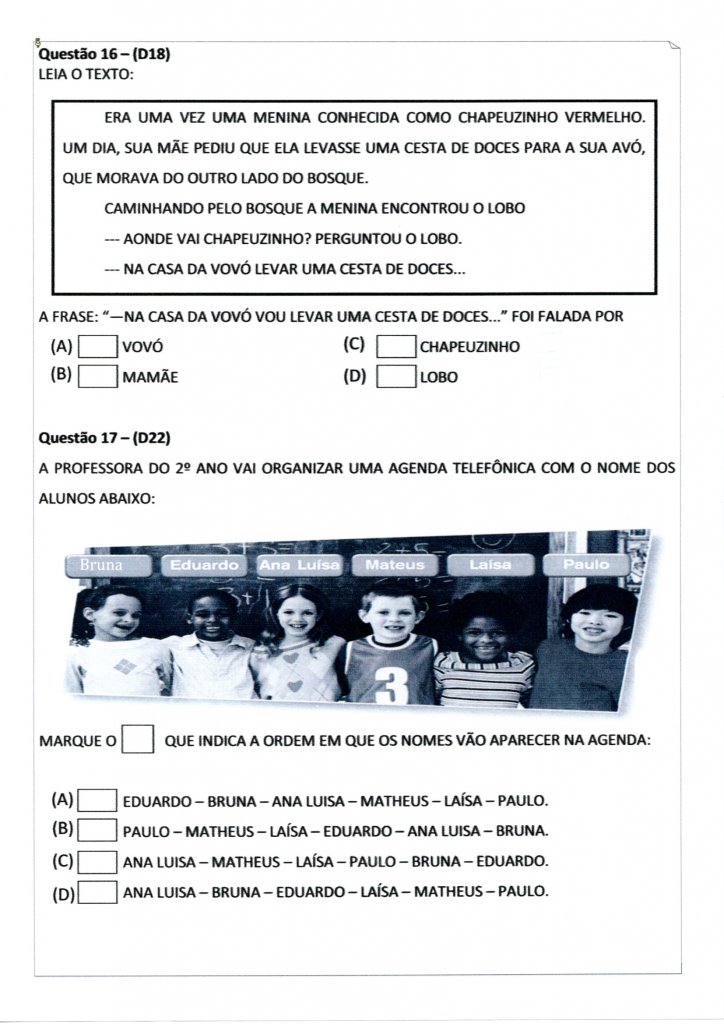 Avaliação Diagnóstica 2 Ano-Parte 3-Folha 7