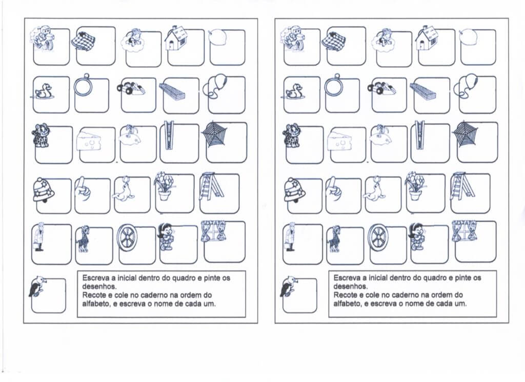 Atividade com Letra Inicial-Ordem Alfabética
