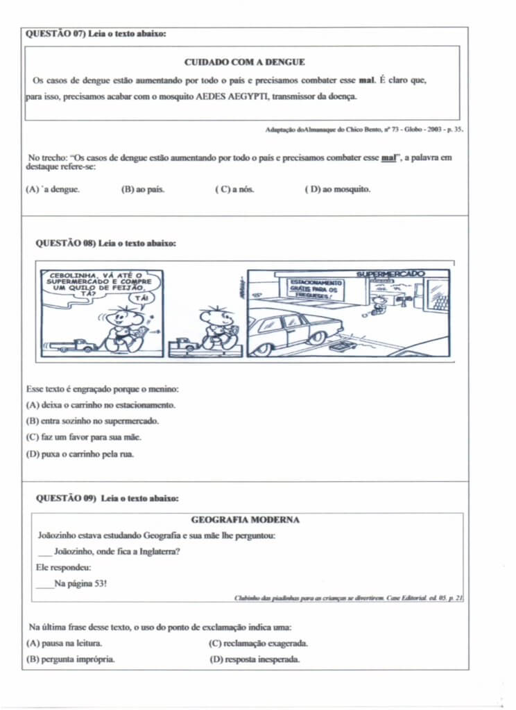 Avaliação Diagnóstica 5 Ano-Interpretação-Parte 2-Folha 1