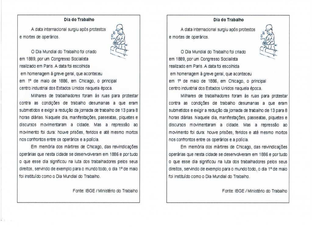 Dia Internacional do Trabalho-Parte 1 - Folha 1