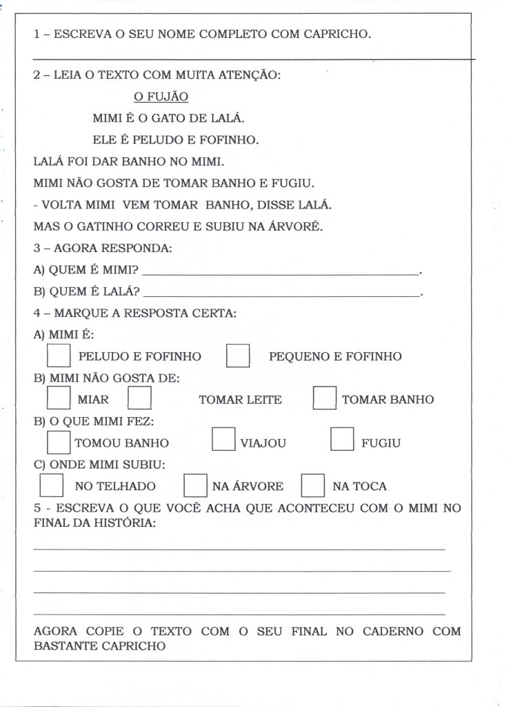 Interpretação de texto-O Fujão