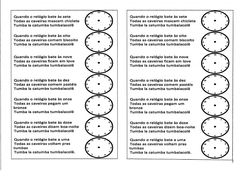 Horas-Relógio Analógico-A dança das Caveiras