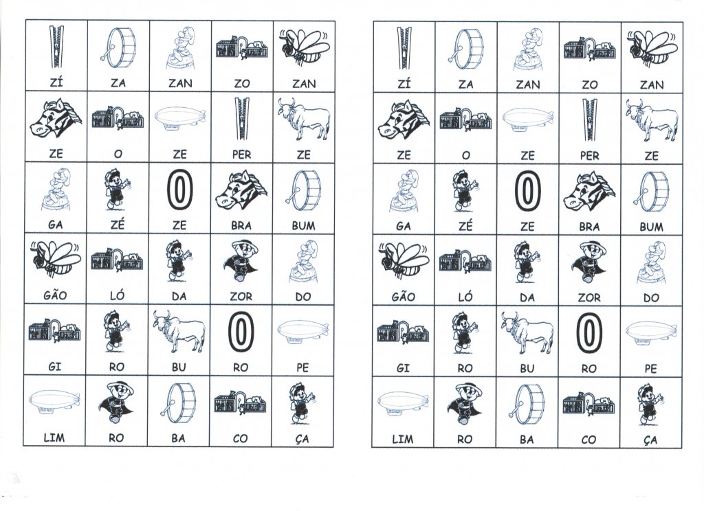 Palavras e desenhos com sílabas para montar K e Z-Letra Z Desenhos com sílabas para montar K e Z-Letra Z