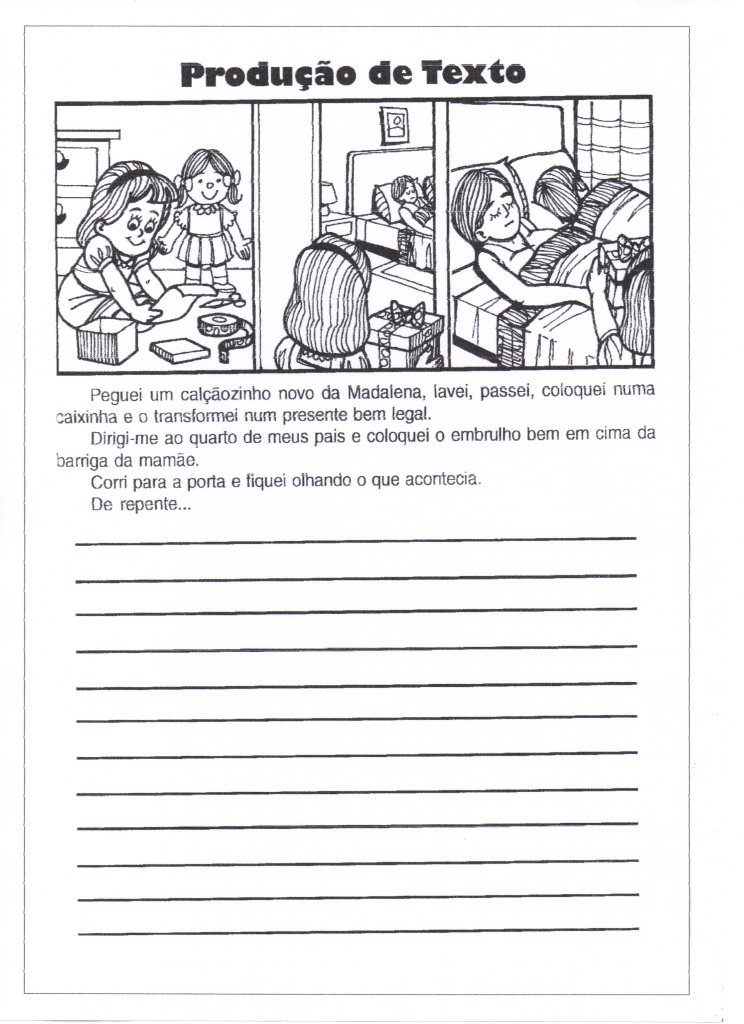 Produção de texto com Quadrinhos e História para completar