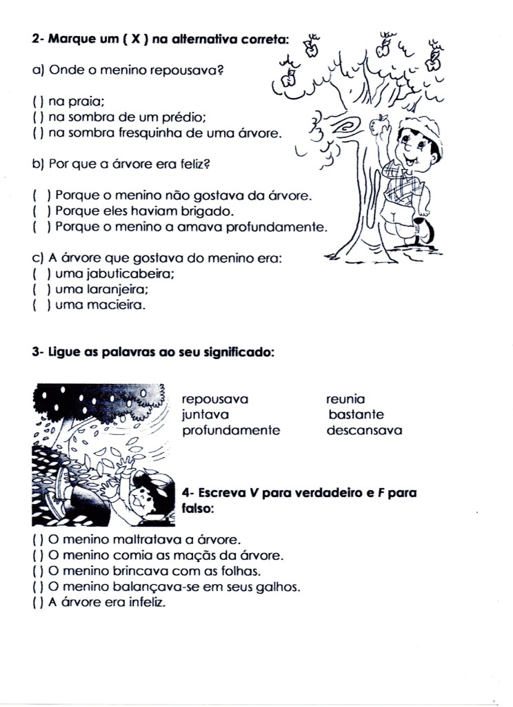 Leitura e interpretação-O menino e a árvore 2
