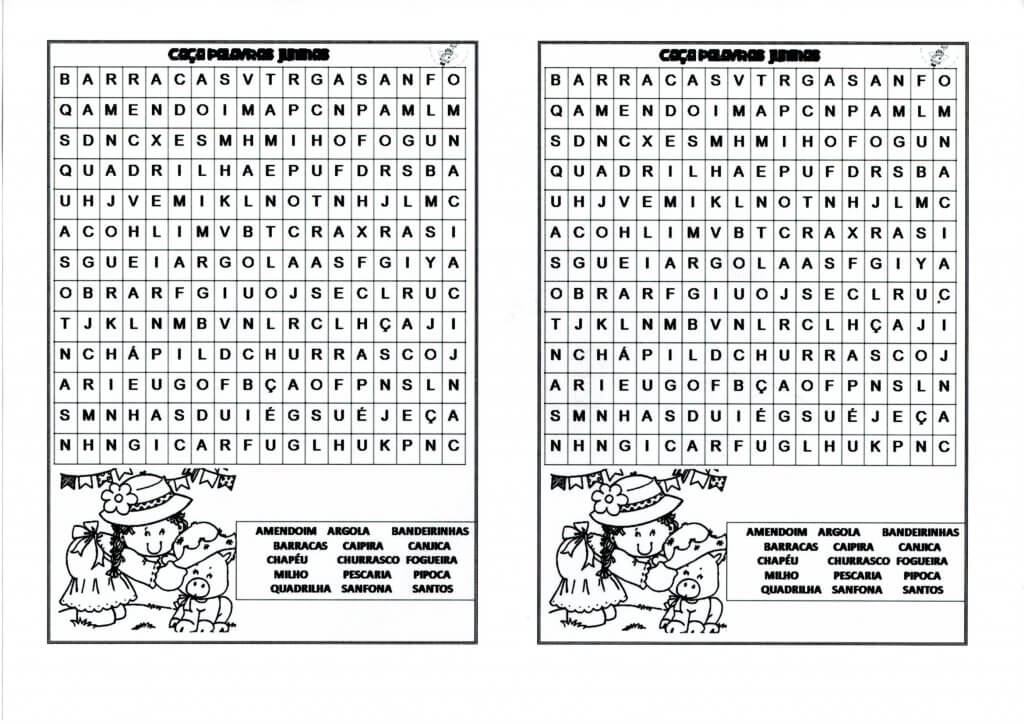 Caça-Palavras da Festa Junina com banco de palavras