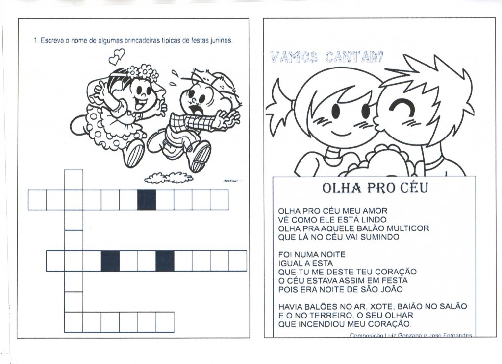 Festa Junina-Caça-Palavras e Cruzadinha-Folha 2