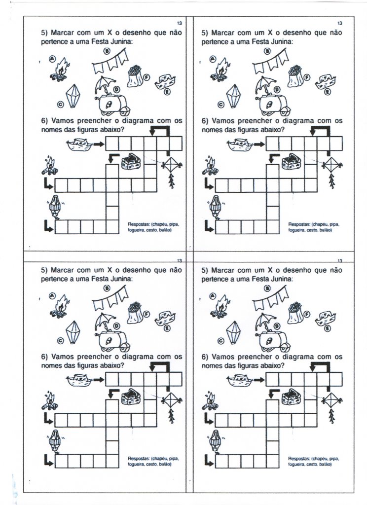Festa Junina-Cruzadinha e Caça-Palavras Juninos-Folha 1