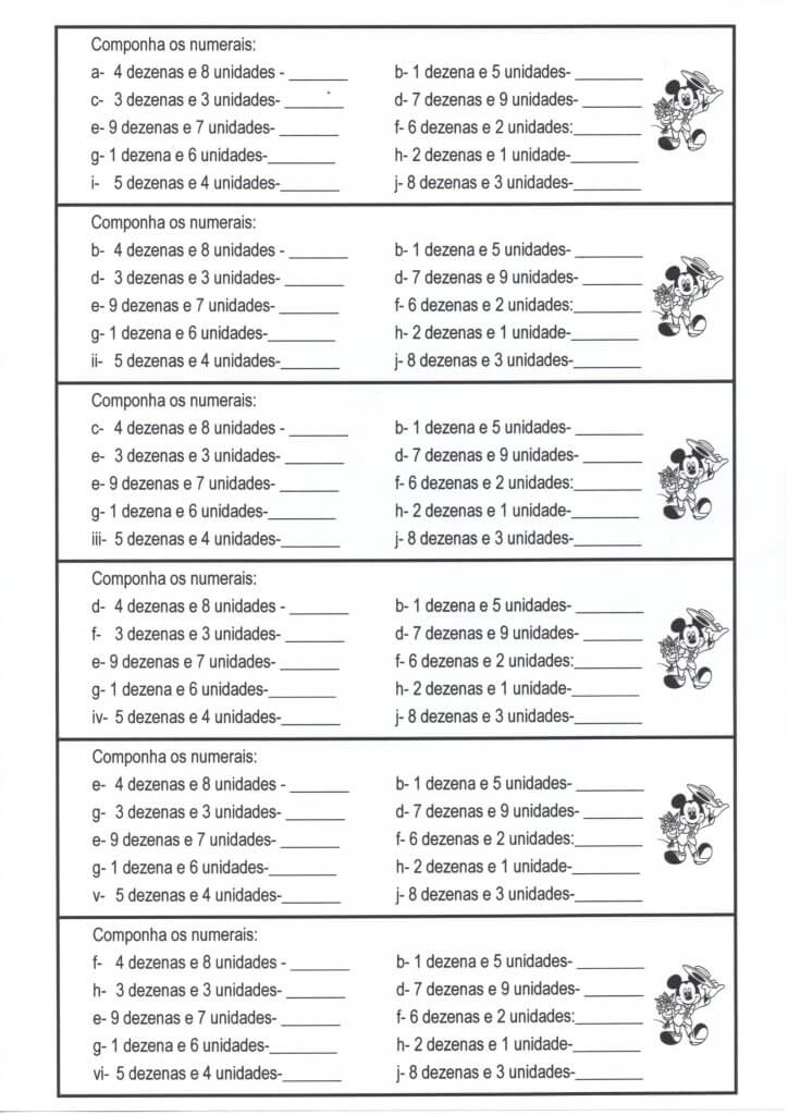 Dezenas e Unidades-Componha os numerais