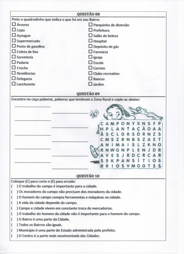 Atividade de Geografia-Zona Rural e Zona Urbana-Parte 2-Folha 3