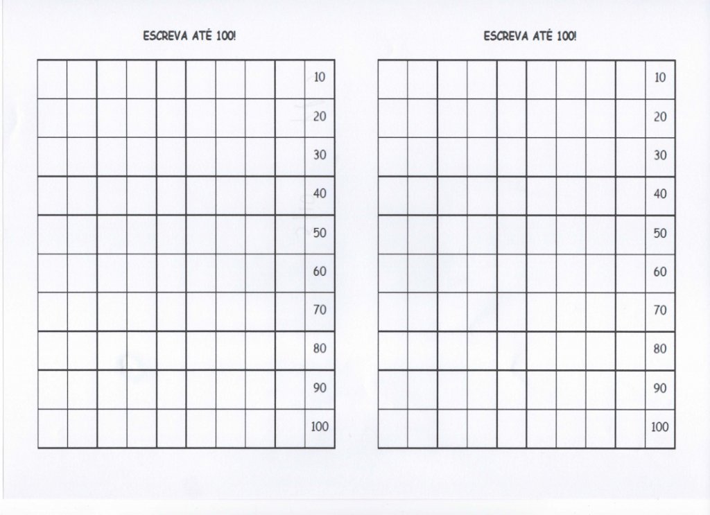 Atividade com numerais-Quadro com números-Folha 1