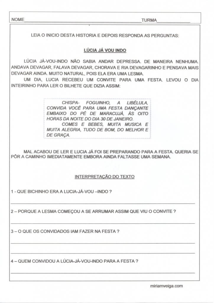 Leitura e Interpretação de Convite