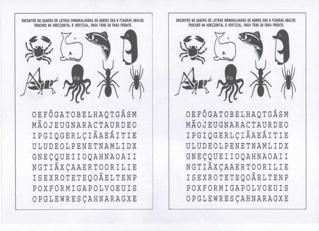 Língua Portuguesa-Caça-Palavras Animais Selvagens