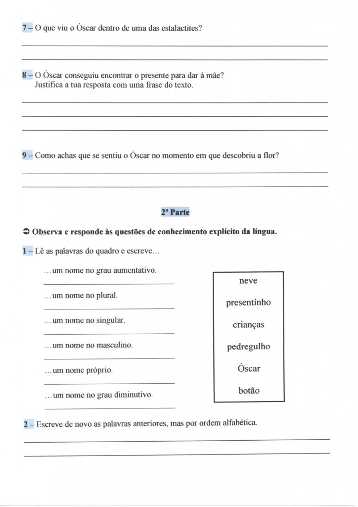 Avaliação 4 Ano-L Portuguesa-Interpretação-Parte 2-Folha 3