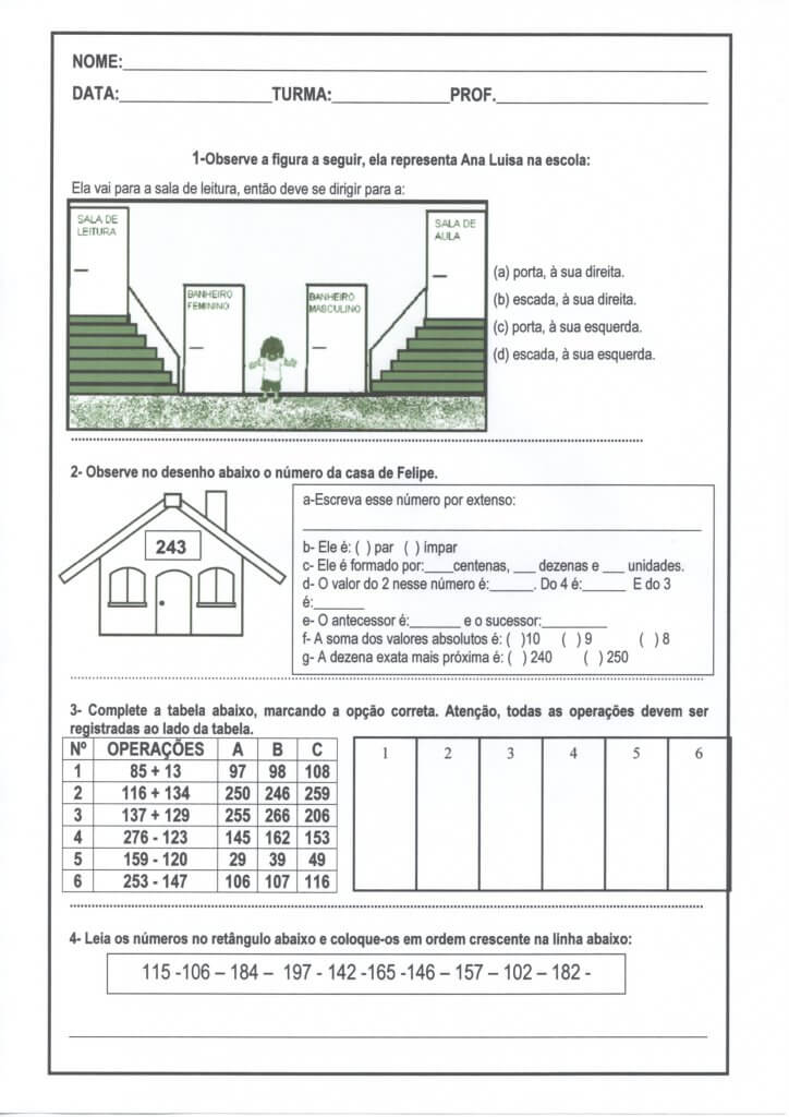 Avaliação de Matemática 4 e 5 Ano-Parte 1