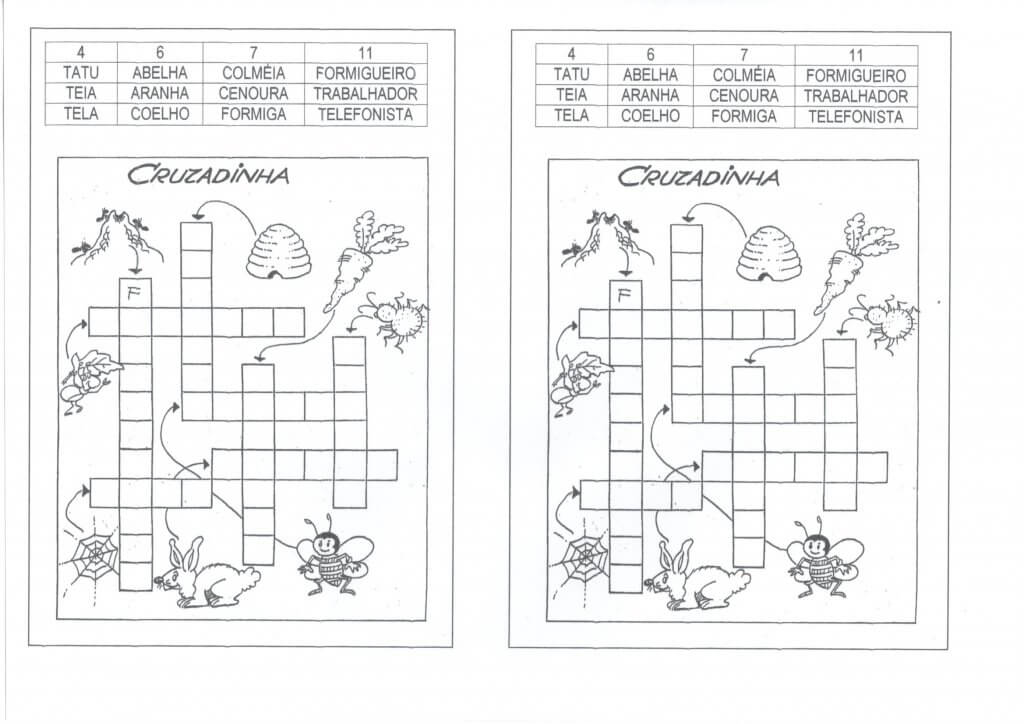Cruzadinhas com Figuras e Palavras-Folha 1