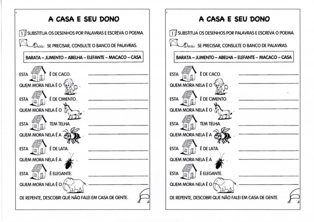 A casa e seu dono complete o poema