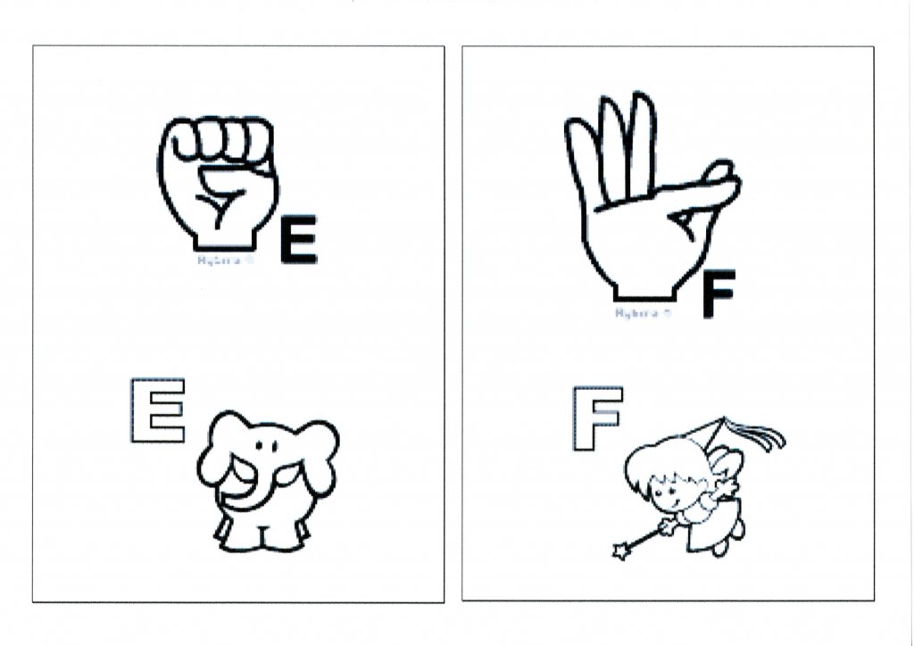 Alfabeto para sala com Libras-Parte 1-Letras E e F