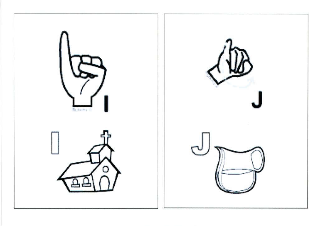 Alfabeto para sala com Libras-Parte 2-Letras I e J