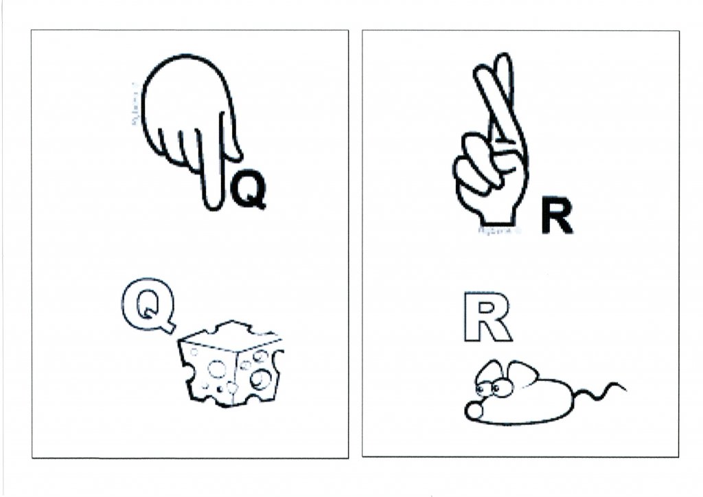Alfabeto para sala com Libras-Parte 3-Letras Q e R