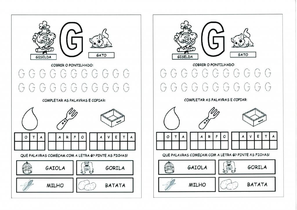Alfabeto com as Letras Iniciais e Pontilhadas-Parte 2-Letra G