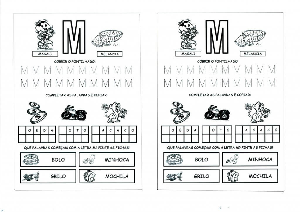 Alfabeto com as Letras Iniciais e Pontilhadas-Parte 3-Letra M