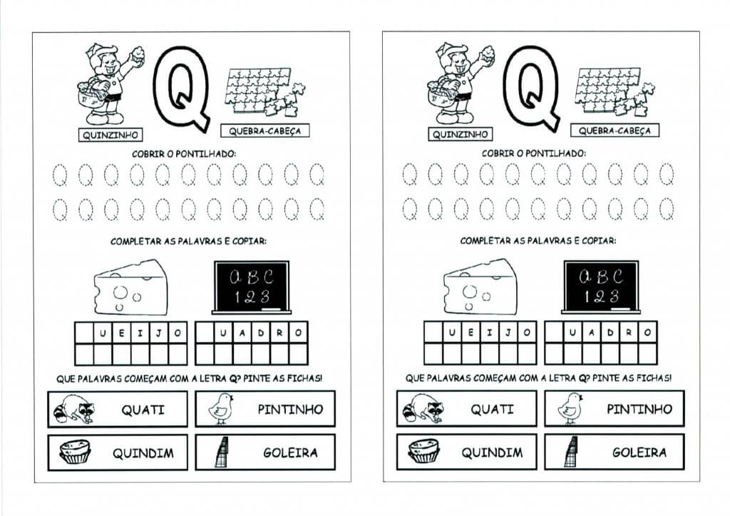 Alfabeto com as Letras Iniciais e Pontilhadas-Parte 4-Letra Q
