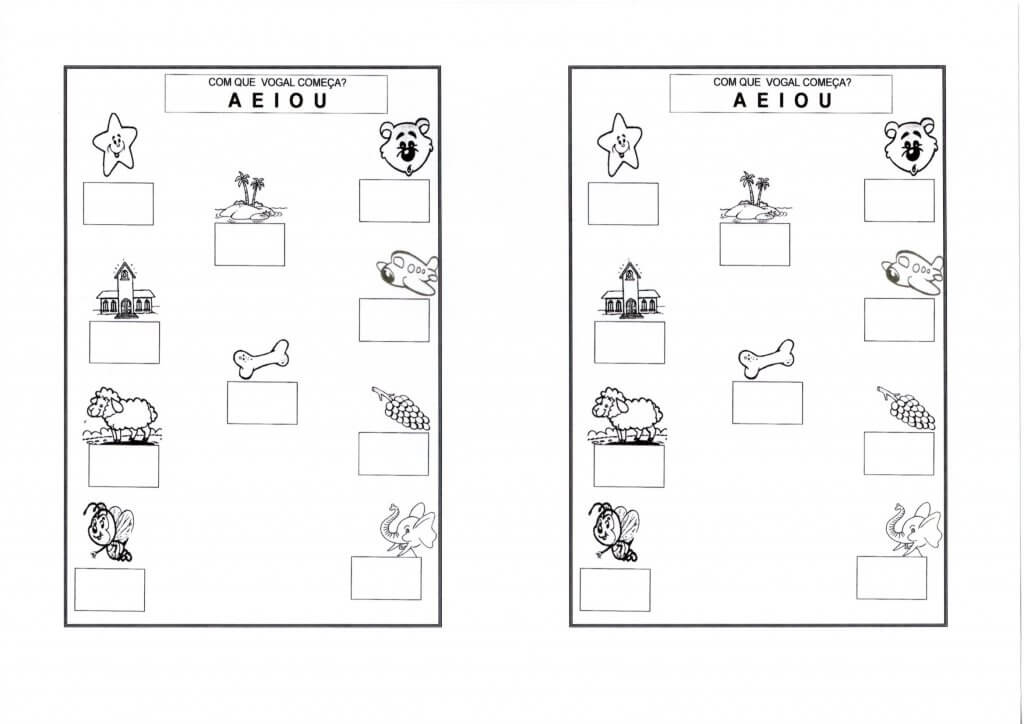Atividades com vogais-Escrever as iniciais-Folha 1