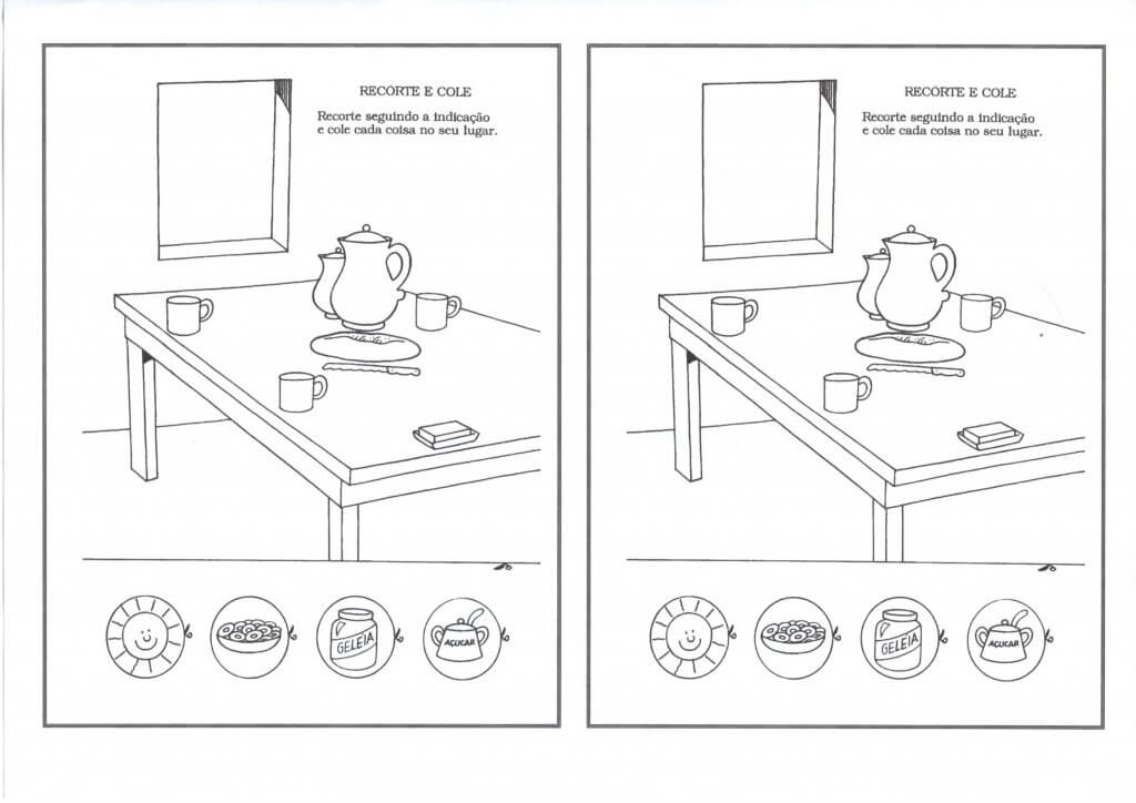 Educação Infantil-Recorte e colagem-Organizando a mesa