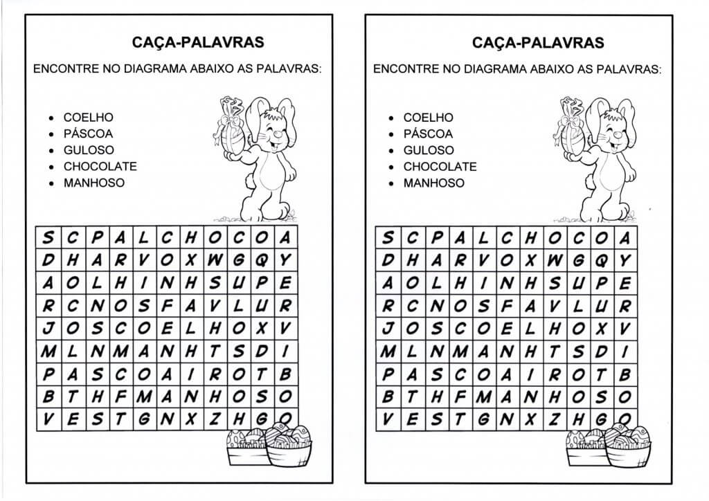 Caça-Palavras e Labirinto da Páscoa-Folha 1 - Caça-Palavras