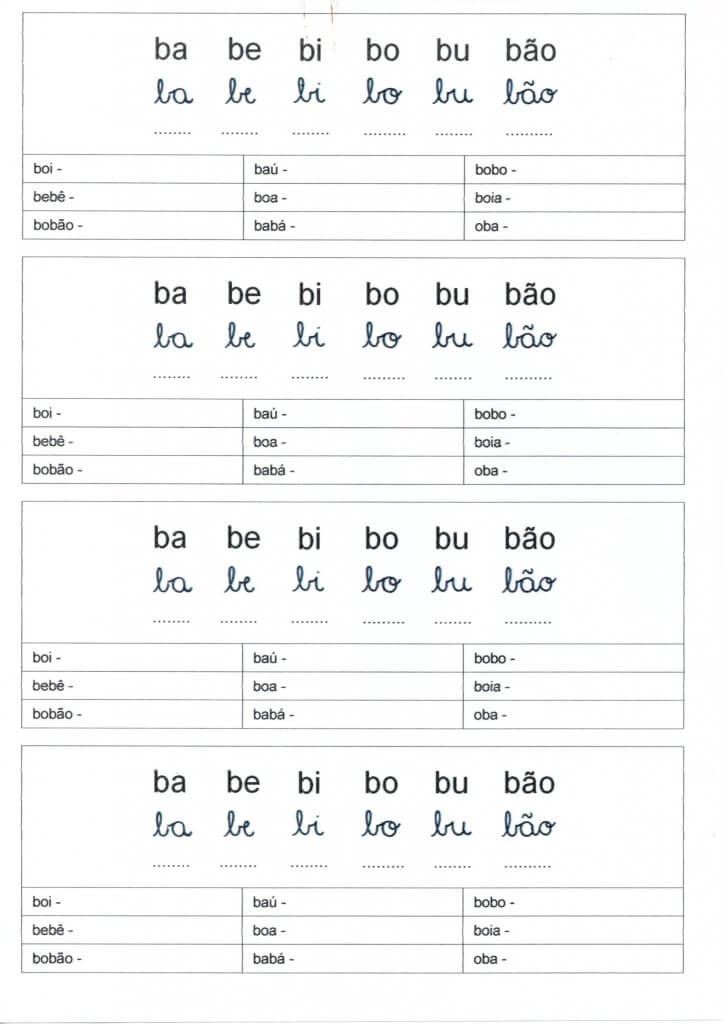 Atividade de Língua Portuguesa-Letra Cursiva-Parte 1-Letra B