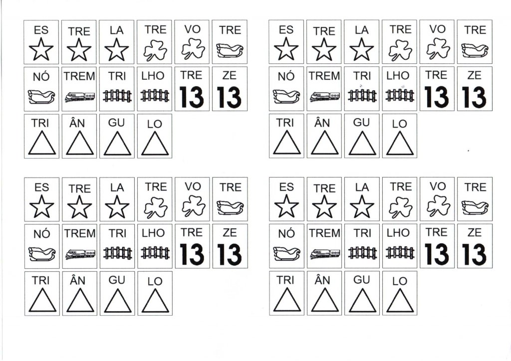 Figuras com sílabas para montar palavras TRA TRE-Folha 1