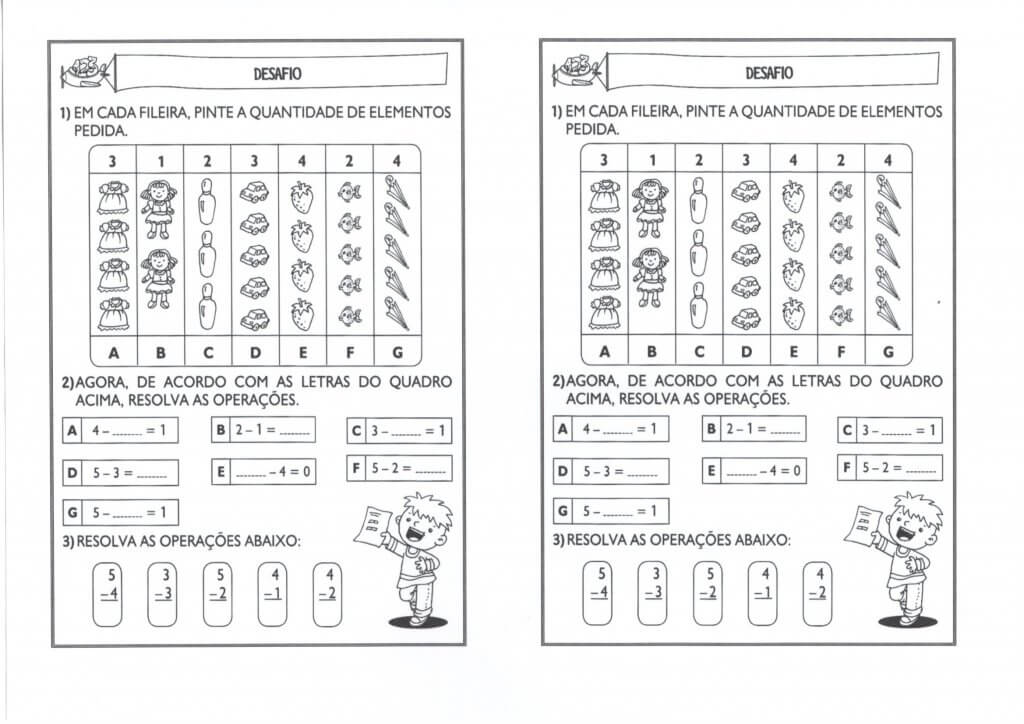 Atividades de Matemática com um desafio de Contagem e Subtração Desafio Matemático-Contagem e Subtração