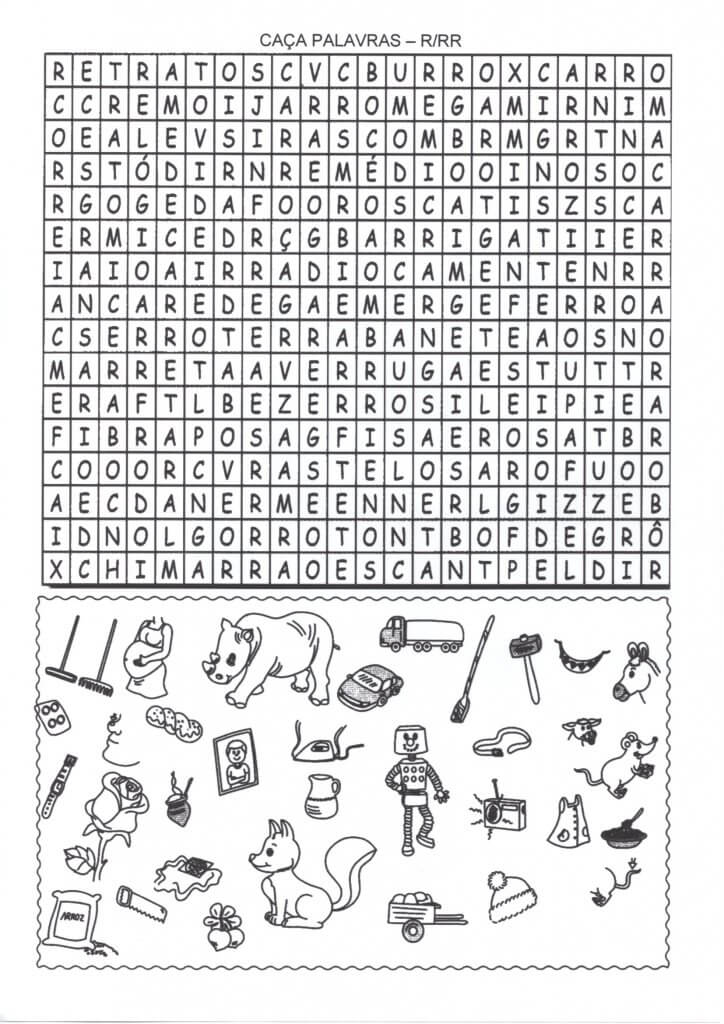 Caça-Palavras-R e RR com lista de palavras