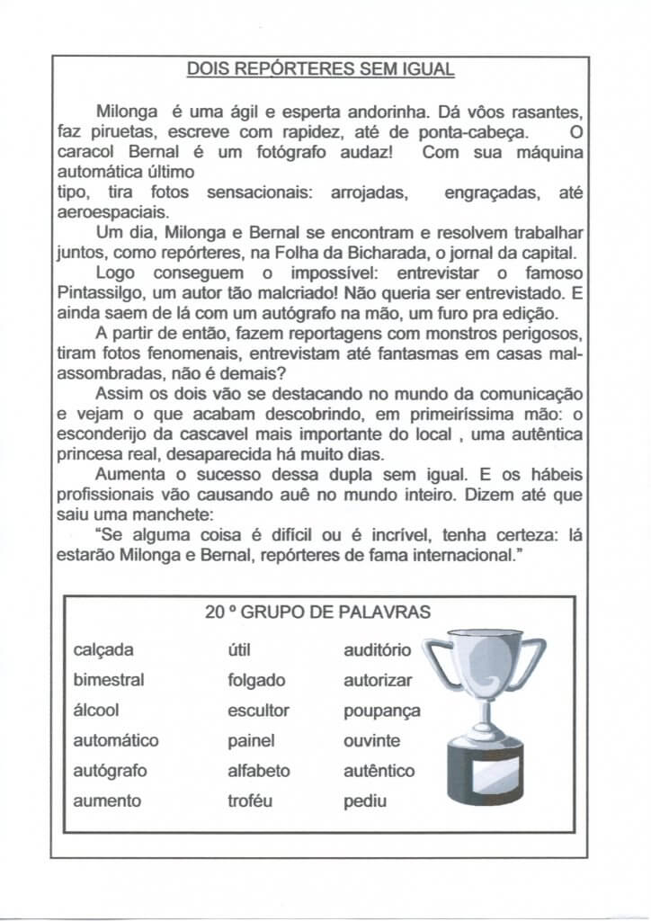 Ortografia-Texto e palavras com L e U