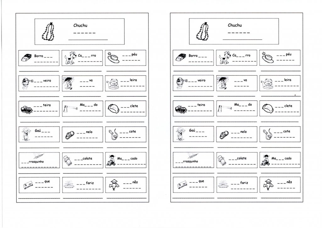 Atividades de palavras com CH
