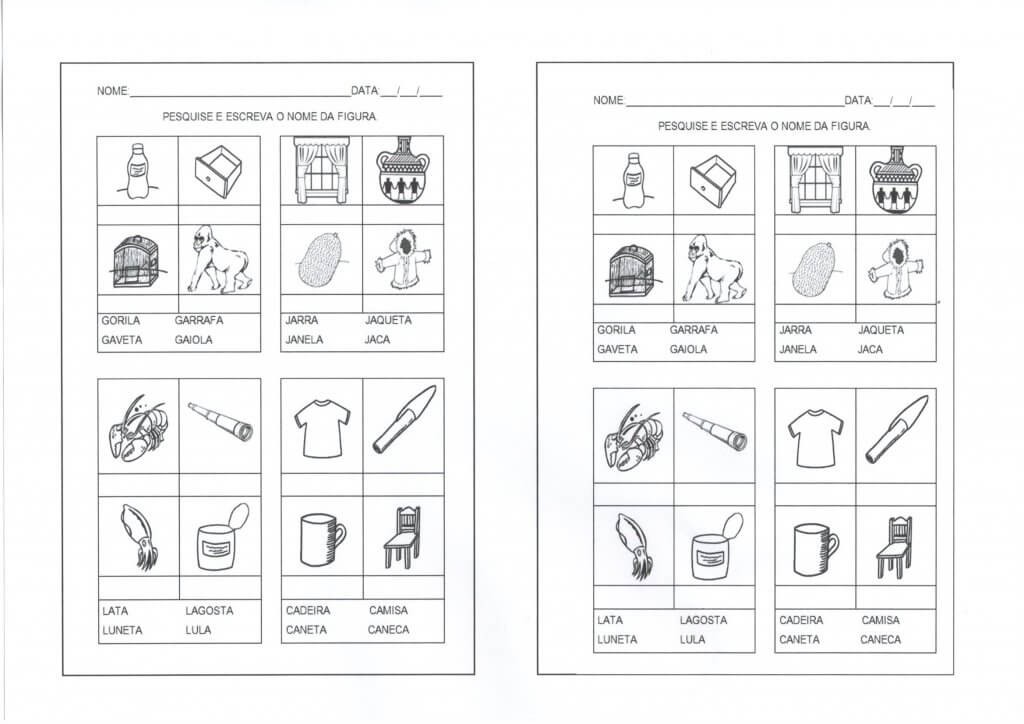 Atividade com Banco de Palavras-Letras G e J