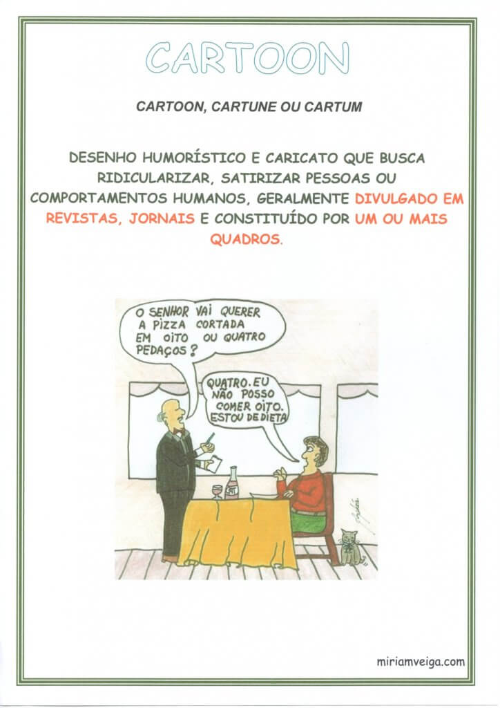 Cartaz para Sala de Aula Gêneros Textuais-Cartoon