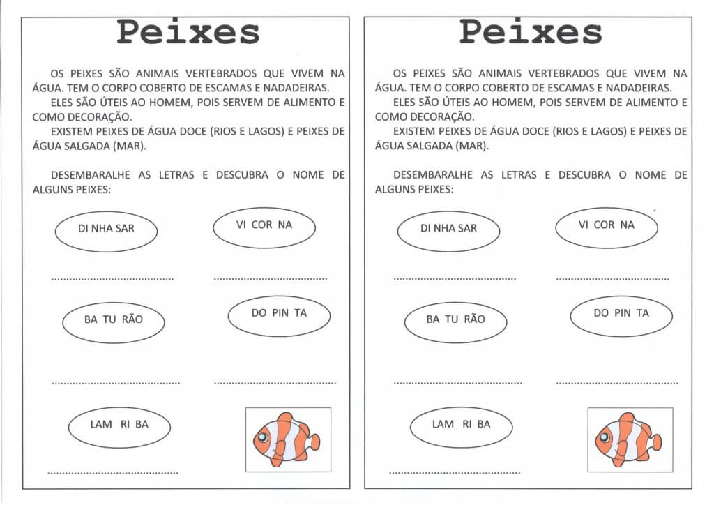 Dia dos Animais-Peixes e Anfíbios-Folha 1-Peixes