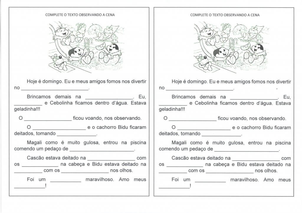 Produção de texto a partir de figuras