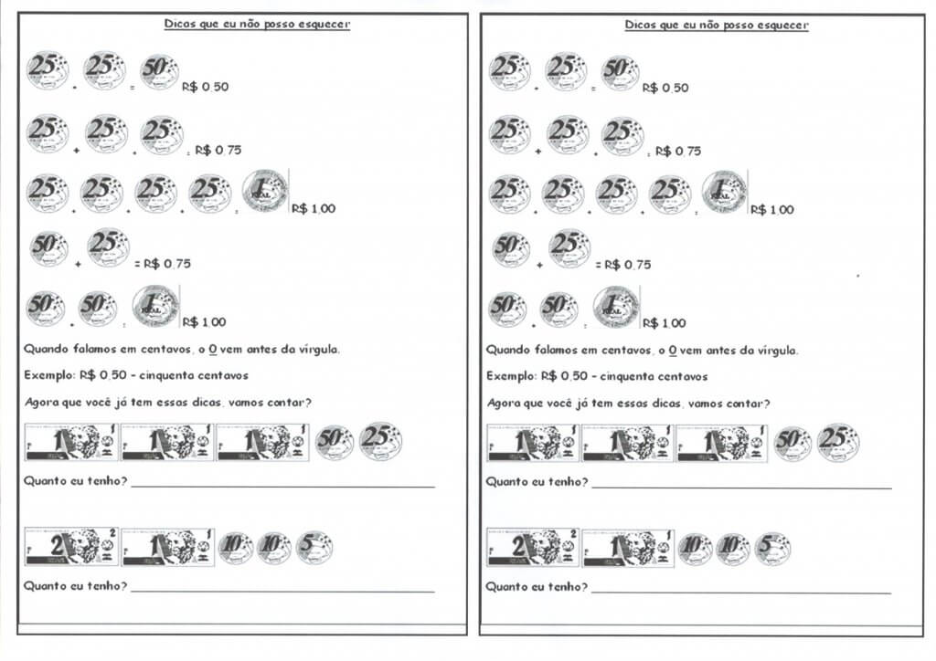 Sistema Monetário-Dicas para usar cédulas e moedas