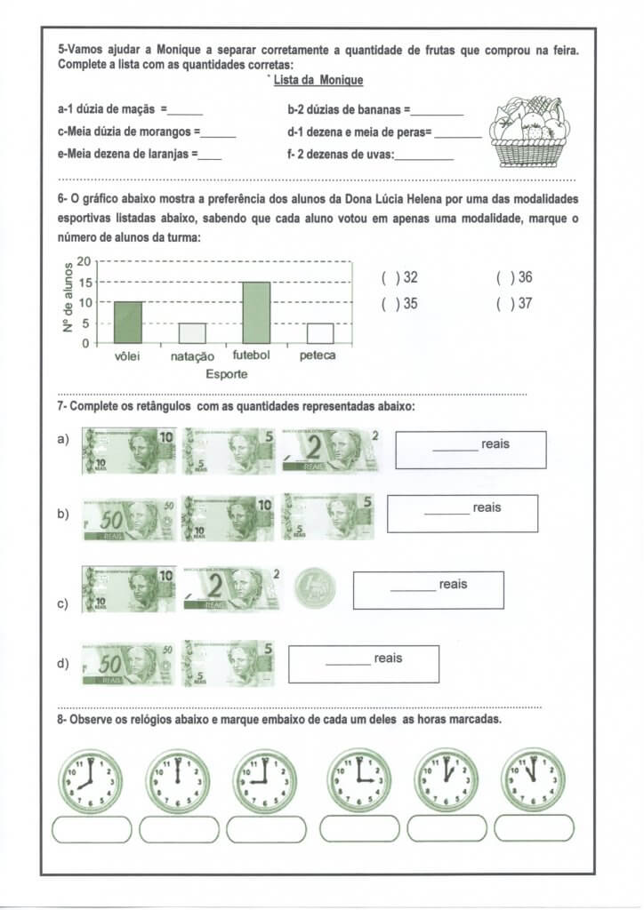 Avaliação de Matemática 4 e 5 Ano-Parte 2-Folha 2