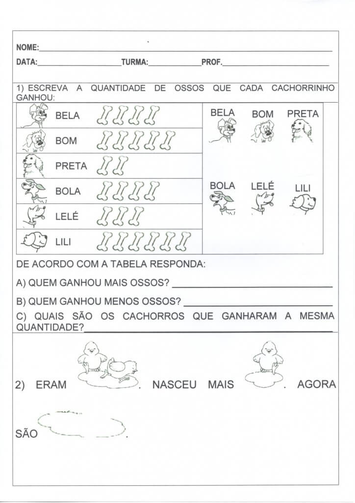 Avaliação 1 ANO-Quantidade-Formas geométricas-Folha 1