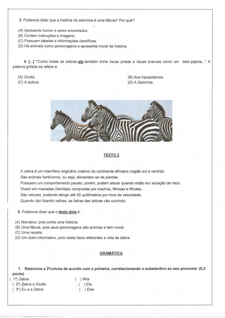 Avaliação Final de Língua Portuguesa 5 Ano-Parte 2-Folha 2