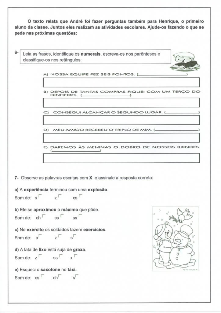 Avaliação de Língua Portuguesa 2-Sujeito e Predicado-Folha 5
