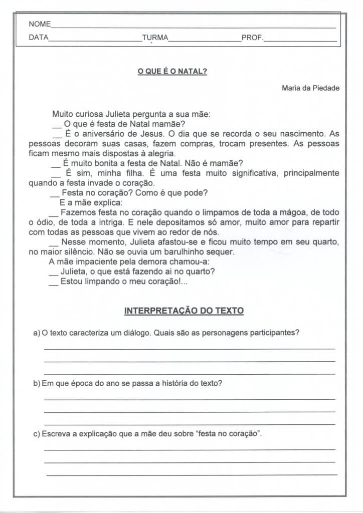 Avaliação de Língua Portuguesa-Leitura e Interpretação-Folha1