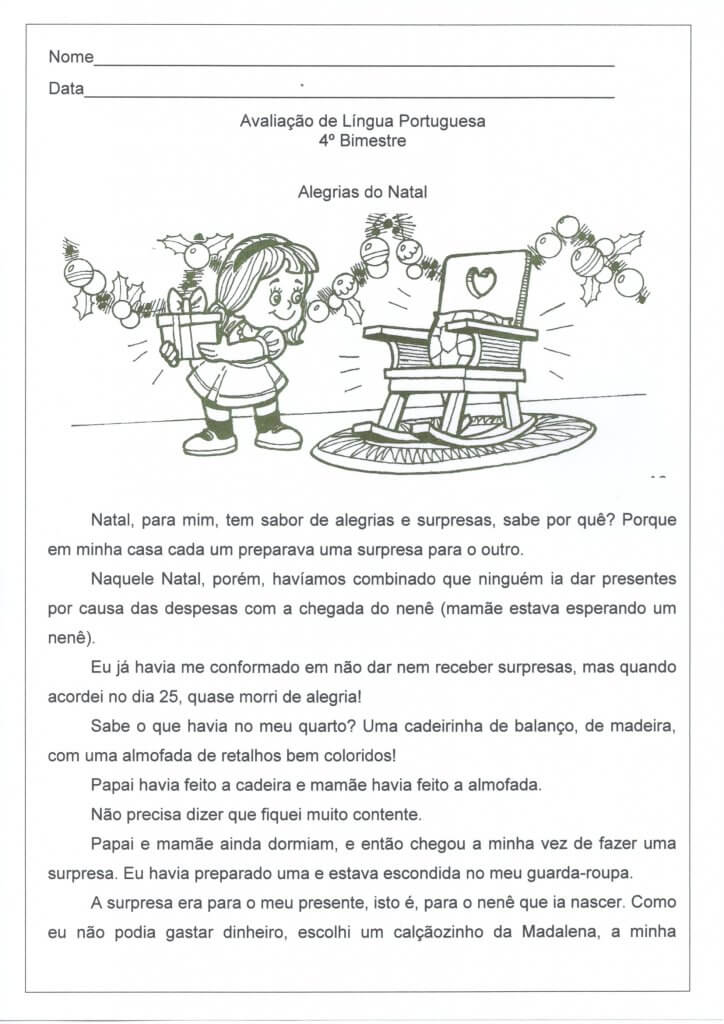 Avaliação de Língua Portuguesa-Parte 1-Folha 1